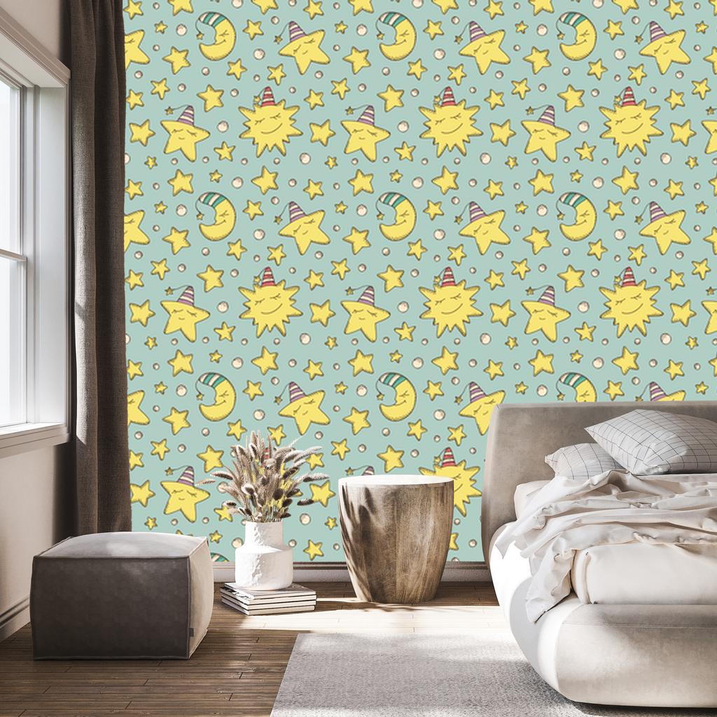 Stars and Moons Wallpaper for Living Room and Bedroom 50x1000
