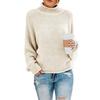 Womens High Neck Knit Sweater Loose Fit Solid Color Oversized Office Casual Winter Pullover
