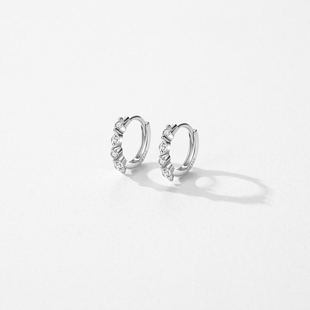 MODIAN Твердые серьги-кольца из стерлингового серебра 925 пробы с круглым ромбом и бирюзой, модная пряжка для ушей с платиновым покрытием для женщин, ювелирные изделия