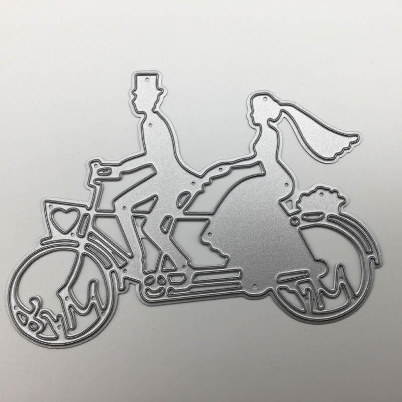 Металлические вырубные штампы и трафареты 'Велосипедная пара' для DIY Скрапбукинга Альбома Бумажной Карточки Тиснения