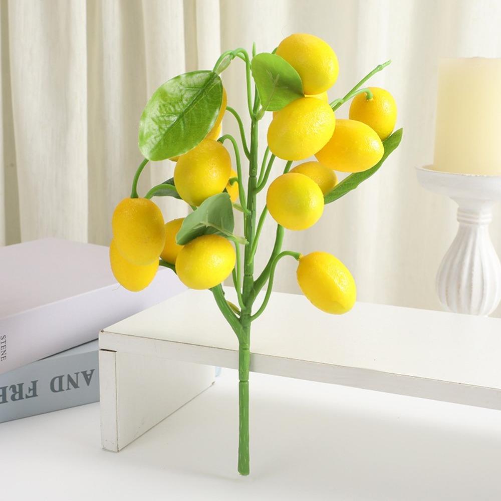 Realistic Artificial Lemon Branches Plastic Fruit Props DIY Fake Strawberry Vase Decoration