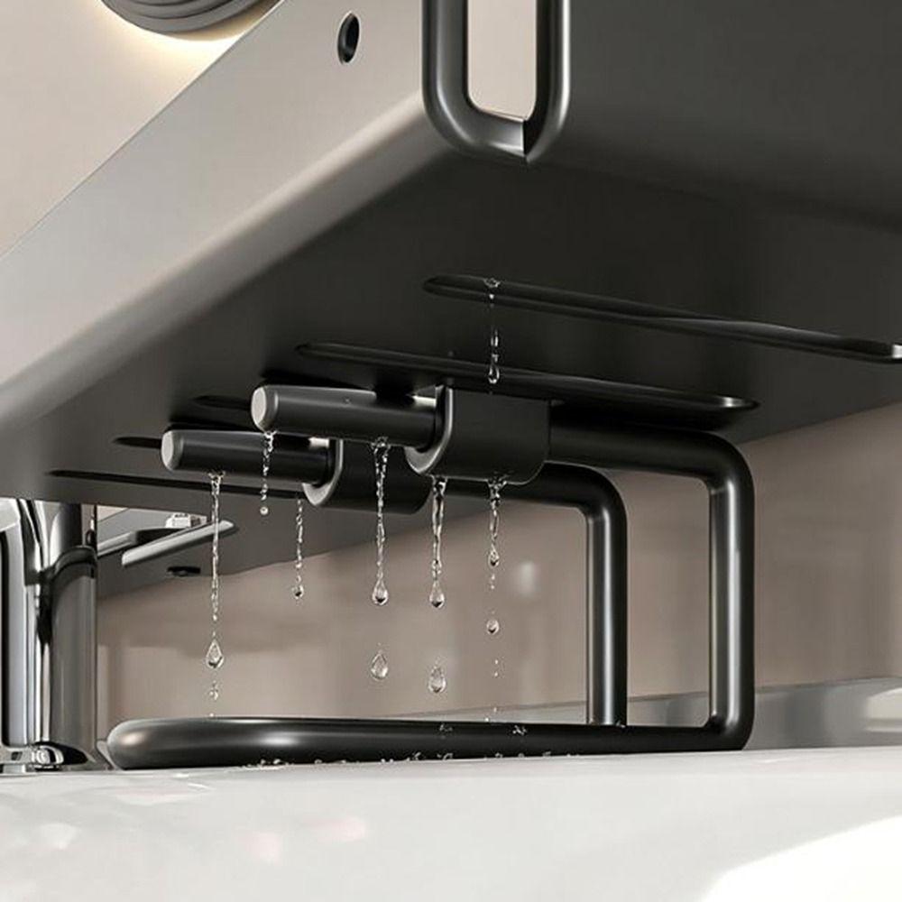 Quick Drainage Faucet Storage Shelf Carbon Steel Bathroom Sink Shelf Hotel