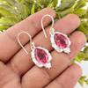 Pink Tourmaline Gemstone Earrings 925 Sterling Silver Jewelry Anniversary Gift EE-163-16