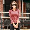 Spring and Autumn Women's Blouse Fashion Slim Lapel Long Sleeve Top Bottom Shirt