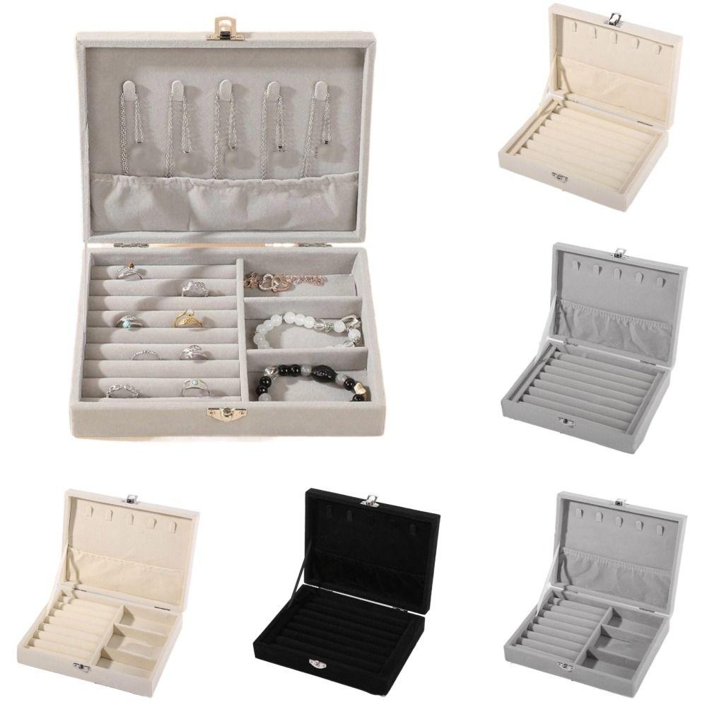Multi-grids Portable Necklace Organizer Lockable Jewelry Display Container Gifts