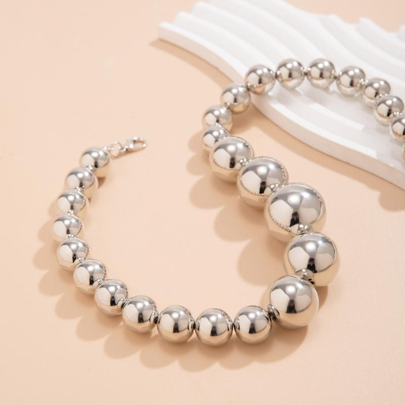 Fashionable Big Beads Chain Necklace Adjustable Choker Chains Clavicle Chain Accessory Vintage Inspired Beaded Neckchain