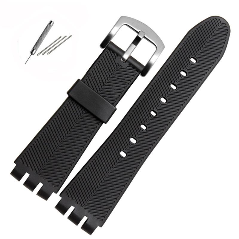 23 мм силиконовый ремешок для часов Swatch YOS440 449 401G 447 448 IRONY Спортивный водонепроницаемый браслет Инструменты Браслет Черный Синий