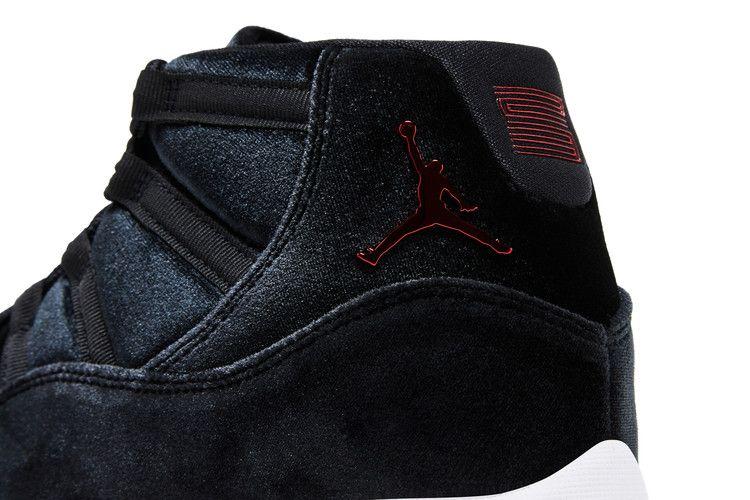 Женские кроссовки Jordan 11 Retro Bred Вельветовые (Женский) Черный/спортивный красный/белый
