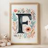 Plakat "F" Z Kolorowymi Kwiatami Plakat "F" Z Kolorowymi Kwiatami, 30X40 Cm, Bez Ramy, Papier Matowy 230 Gsm