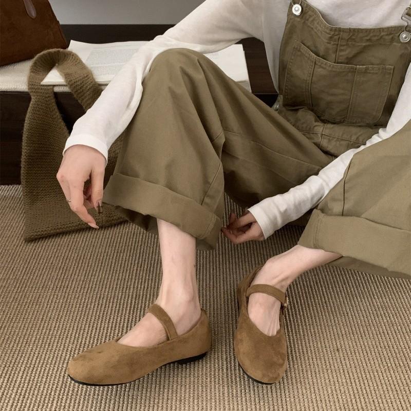 Ретро универсальные туфли-лодочки с ремешком в одно слово женские 2025 осень новые с круглым носком на плоской подошве супермягкая подошва туфли бабушкины леопардовый принт