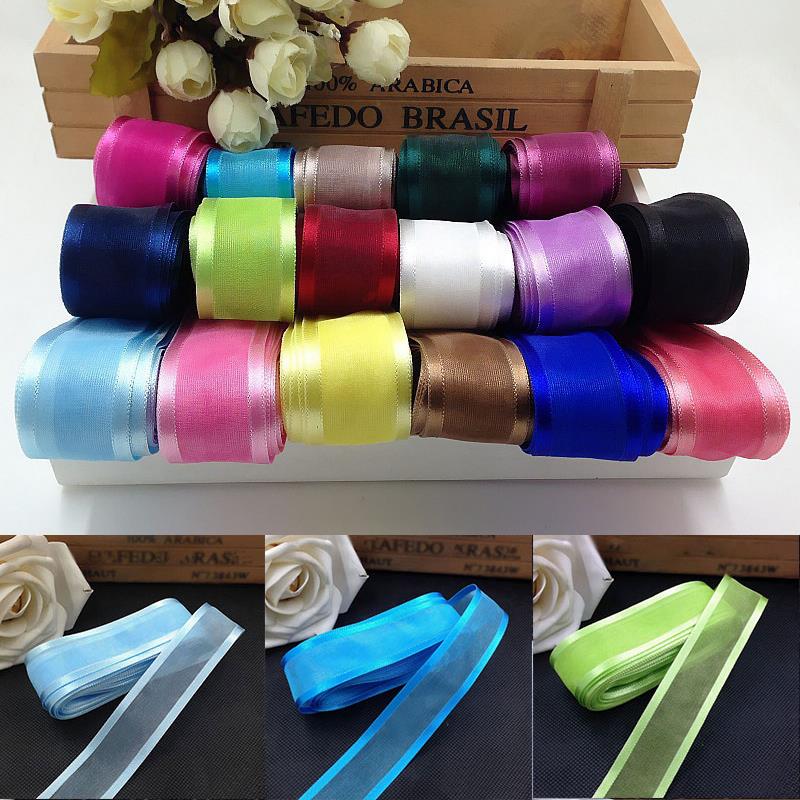 Candy Color Gauze Ribbon Satin Organza Ribbon for Wedding Party Decoration Handmade Ribbon Gift Packaging