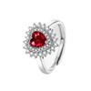 Light Luxury Retro 925 Sterling Silver Romantic Red Love Zircon Ladies Ring Valentine's Day GiftGood product