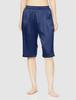Gunze Kaimin Navi Sleepwear Silk Navy Blue Pajamas, 100% Silk, Half-Sleeve, Half-Length Pants, Satin, Women's,