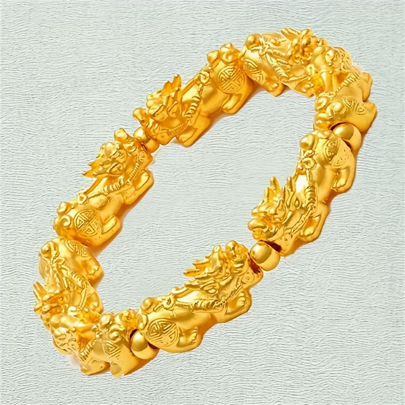 Металлический браслет для папы или друзей и модный крутой браслет Пиксю Стильный 1 шт. Золотой сплав в качестве подарка на день рождения для мужчин и эластичные аксессуары