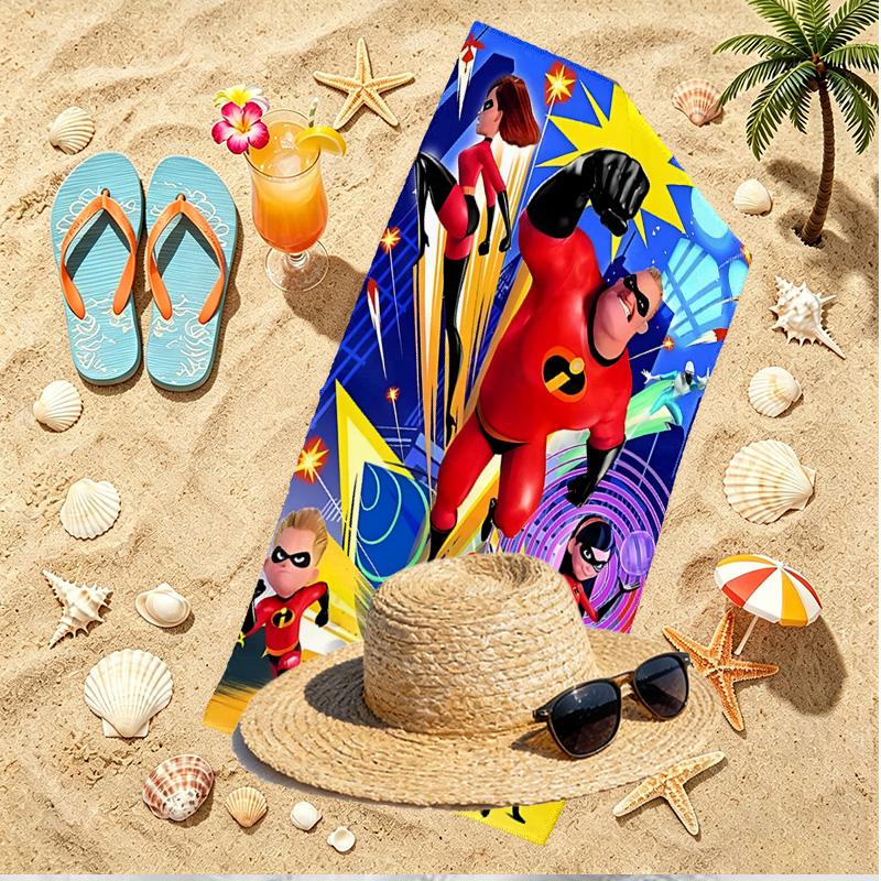 Incredibles Print Beach Towel, Versatile Lightweight Absorbent Beach Towel for Pool Surf Yoga Bathroom, Perfect Birthday Holiday Gift