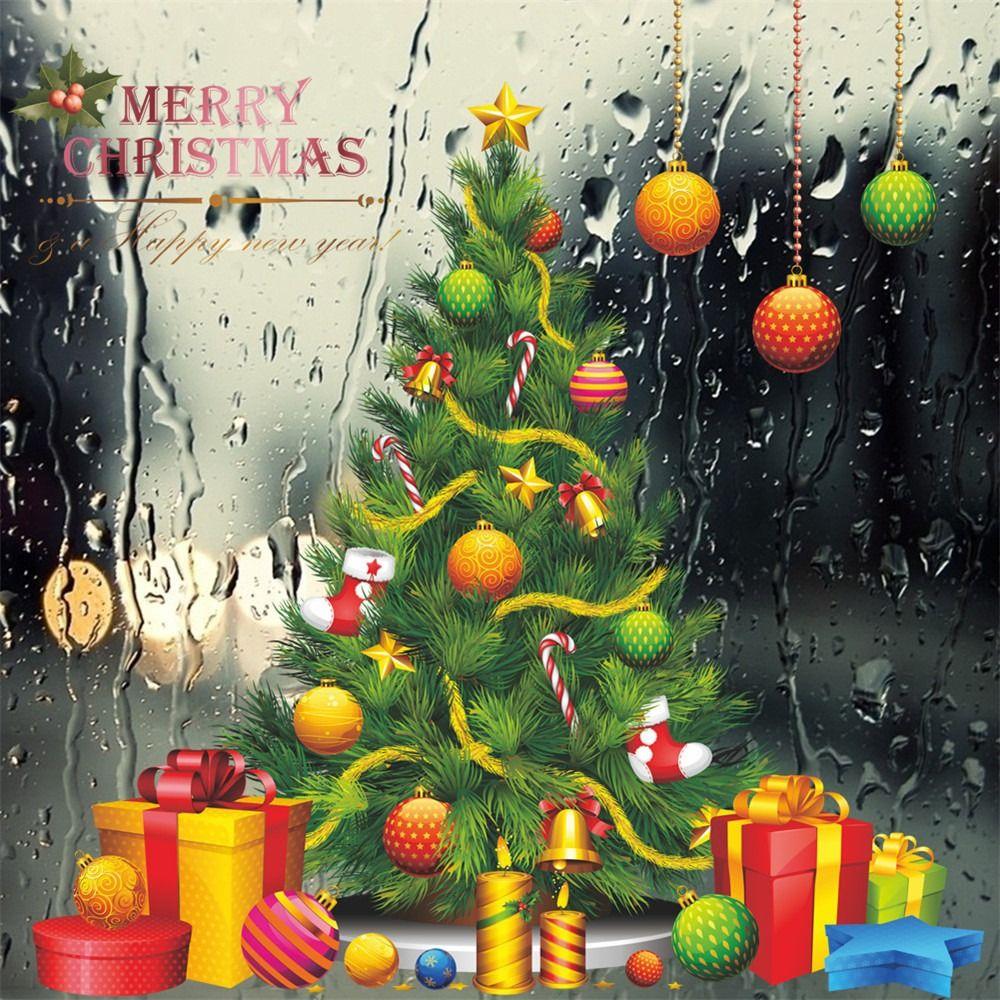 1/2Pcs/set DIY Santa Claus Stickers PVC Window Glass Decal Xmas Tree Wall Stickers Living Room
