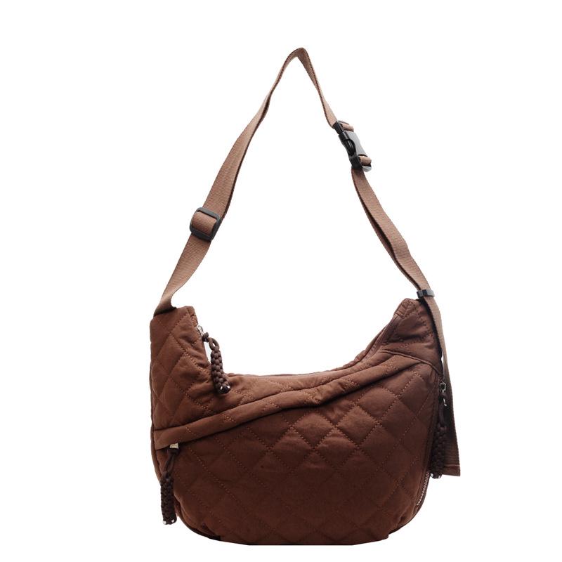 Женская сумка-тоут из нейлона с ромбовидным узором: 2025 Универсальная, Вместительная, Повседневная сумка через плечо и кроссбоди