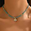 European and American fashion rice bead necklace multi-style star moon sun butterfly devil's eye pendant multi-color spot necklace women