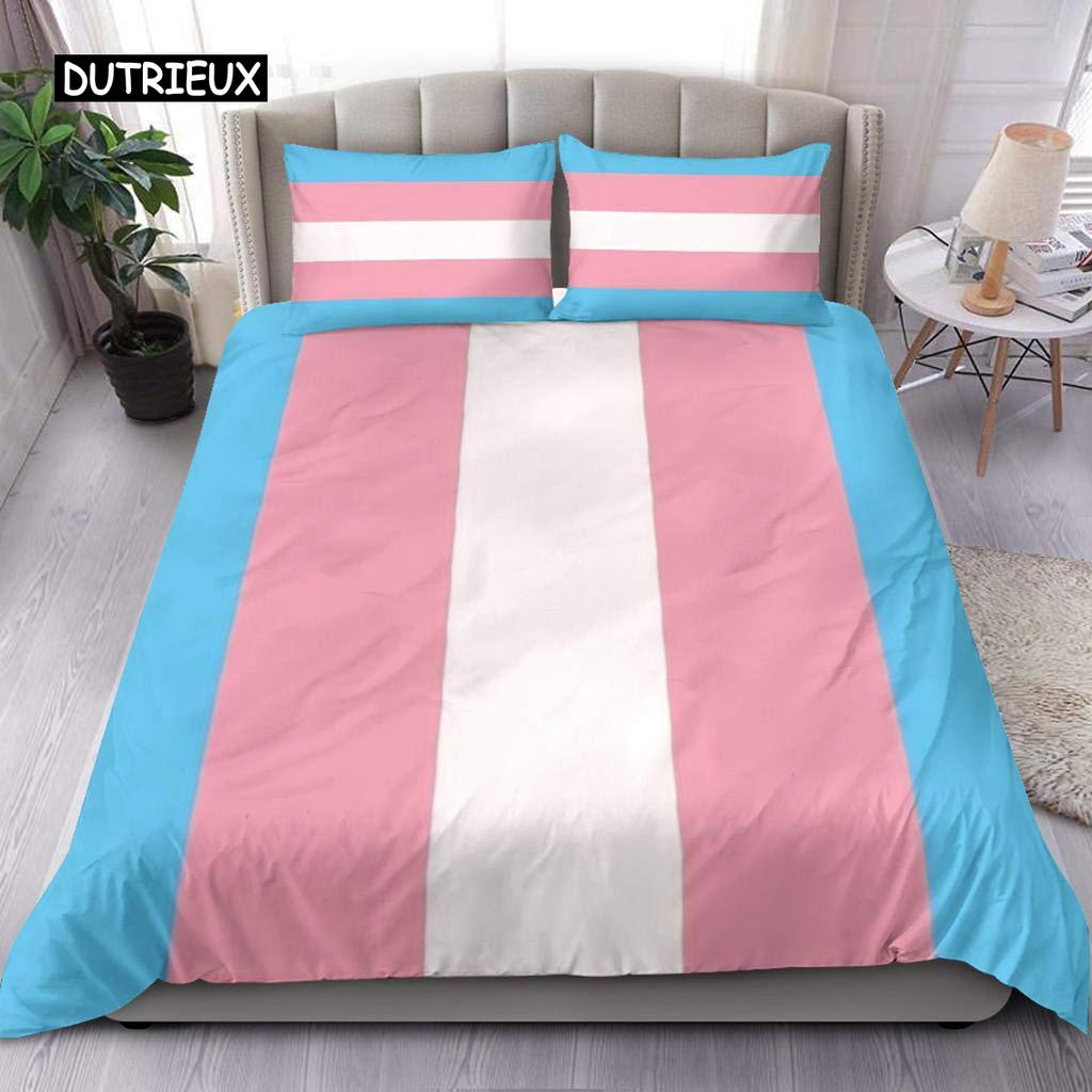 Пододеяльник с флагом гордости размера King Queen Rainbow Stripes Комплект постельного белья LGBT Pride из полиэстера для подростков, взрослых женщин и мужчин