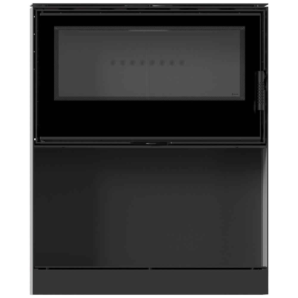 Wood burning steel stove KRATKI KARI 95 Ø 180 14 kW recess for wood black thermotec self closing door