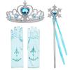 Princess Elsa Cosplay Accessories Gloves Wand Crown Jewelry Set Elsa Wig Braid For Snow Queen Princess Dress Clothes Cosplay