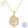 WUIHA Vintage 925 Sterling Silver D Color Real GRA Moissanite Diamonds Flower Pendant Necklace Wedding Engagement Fine Jewelry