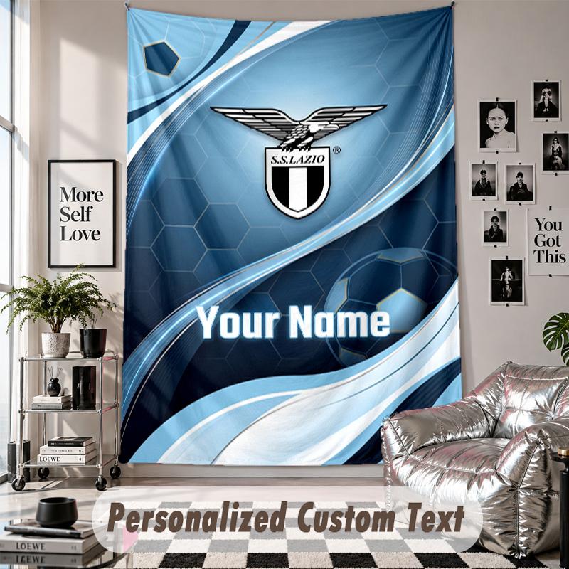 Custom Tapestry Wall Hanging, Lazio FC Personalized Name Text Home Wall Decor