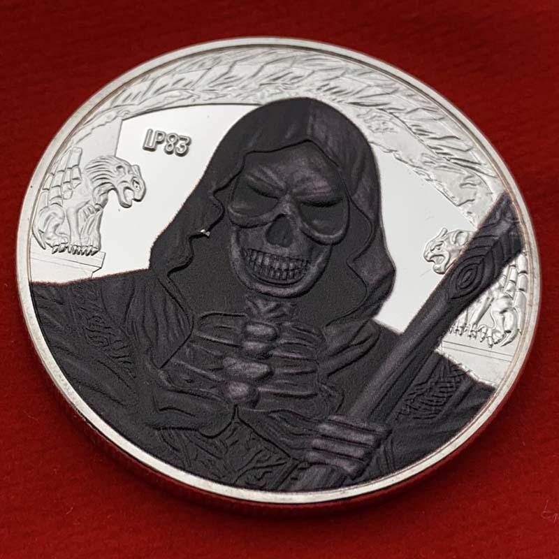 Halloween in Europe and America, wizards, skeletons, silver plated painted commemorative coins, reliefs, warriors, warriors, dark knights coins