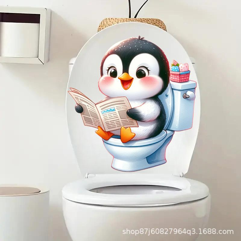 Забавные животные ПВХ наклейки на сиденье унитаза Обезьяна Зебра Жираф Декали Водонепроницаемый декор для стен и дверей ванной комнаты Креативные съемные наклейки