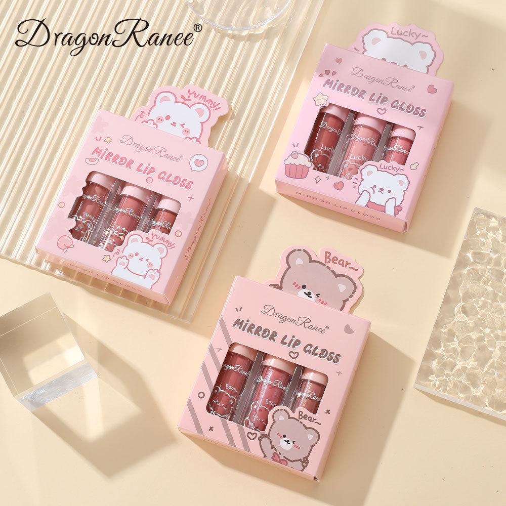 Блеск для губ Глазурь для губ Масло для губ Стекло с водой Светильник Зеркало увлажняющий увлажняющий Жемчуг со вспышкой Мультяшная коробка звуковой сигнал губы