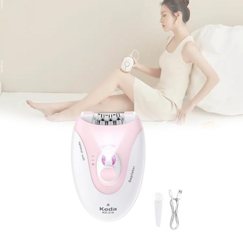 Rechargeable Female Hair Removal Tool With Abs Body And Cleaning Brush For Body Use