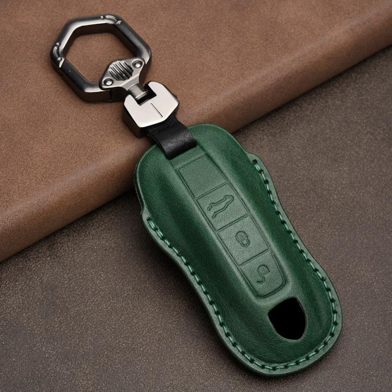 Genuine leather Protector For Porsche New Cayenne Panamera 911 992 Taycan Key Case Cover Fob