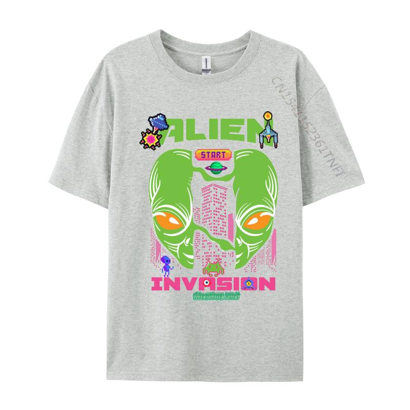 Brand Unisex T Shirt Printed Customized Top Tshirts Alien invasion retro T Shirts Round Collar Free Shipping
