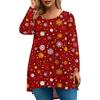 Women's Fashion Large Size Round Neck Long Sleeve Casual Christmas Print Loose Pullover Top