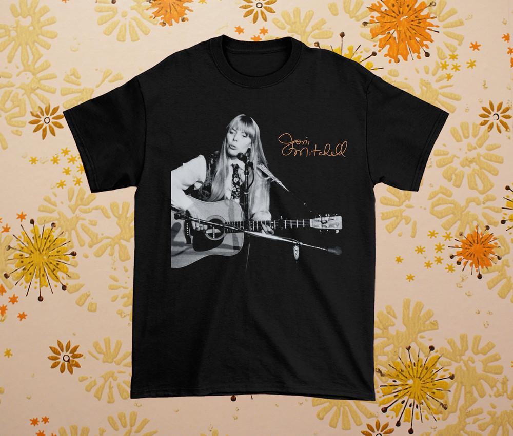 New Rare Joni Mitchell World Tour Cotton Full Size Unisex Black Shirt MM001