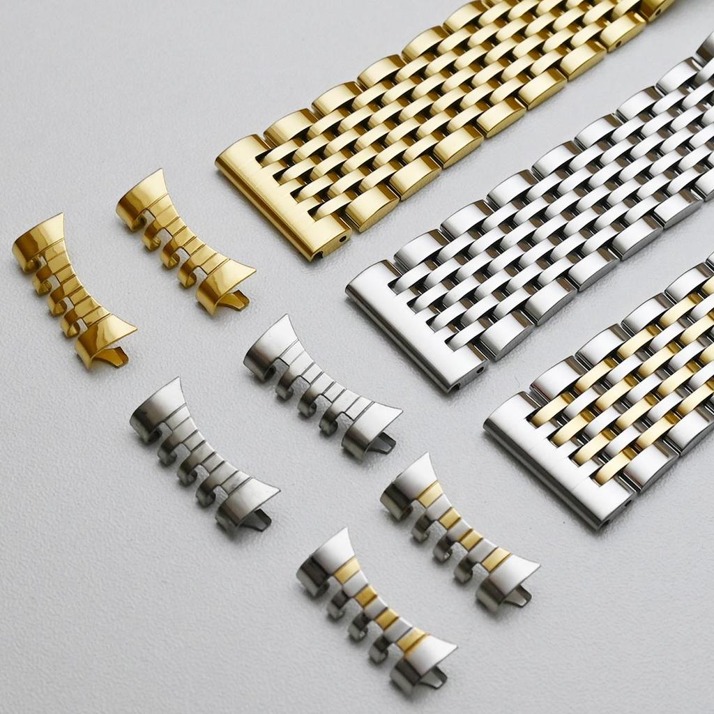 Ремешок для часов из нержавеющей стали с изогнутым концом, 18 мм, 19 мм, 20 мм, 21 мм, 22 мм, сменный ремешок, застежка-бабочка, ремешок для часов, браслет, серебро, золото