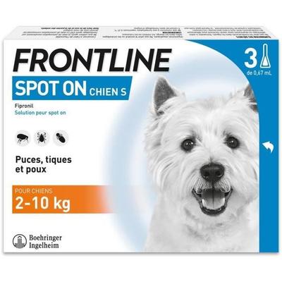 Frontline Spot On для собак - Средство от блох и клещей для собак S - 2-10 кг - 3 пипетки