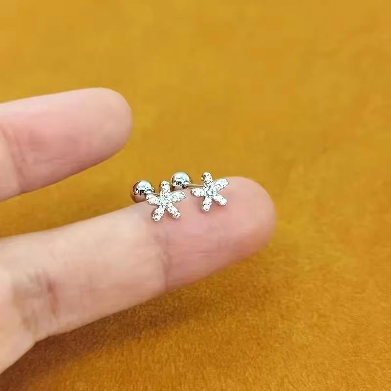 Silver Color Clover Zircon Stud Earrings for Women Sweet Exquisite Screw-Back Ear Piercing Jewelry Birthday Party Gifts