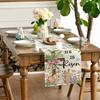 New Easter Bunny Linen Table Runner Happy Easter Decoration Washable Farmhouse Kitchen Bunny Dining Table Runner Cloth Placemat