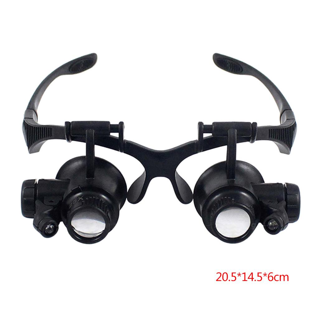 Magnification Lenses Wear Double Glasses Led Repair Eyeglasses Type Headwear Magnifier With 2 LED 6 Interchangeable Lens