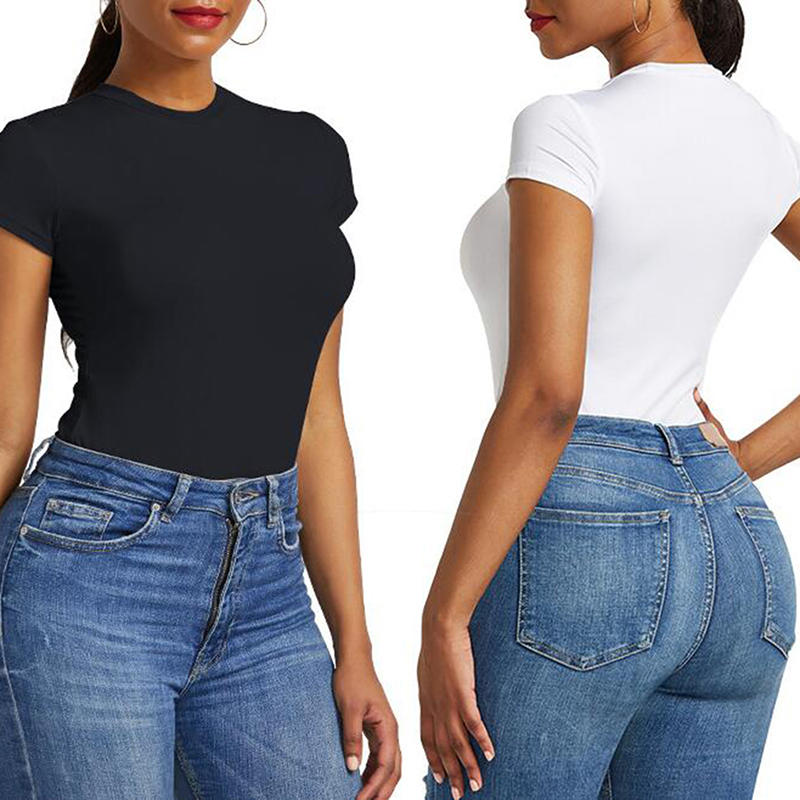 Женский боди с коротким рукавом и круглым вырезом, облегающий, однотонный, сексуальный открытый дизайн, повседневный наряд, сочетающийся с облегающим топом-боди