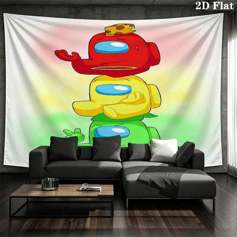 Among Us Custom Name Wall Tapestry Aesthetic Wall Hanging Printed Fabric Blanket Decorative Tapestries for Bedroom Living Room Home Decor