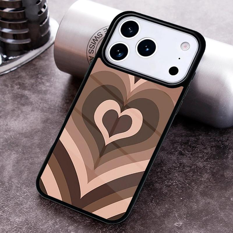 Чехол для телефона 'Latte Love Brown Heart Aesthetic' для iPhone 17 16 15 Pro Max Air 14 13 12 11 Plus Ударопрочный Capa Cover