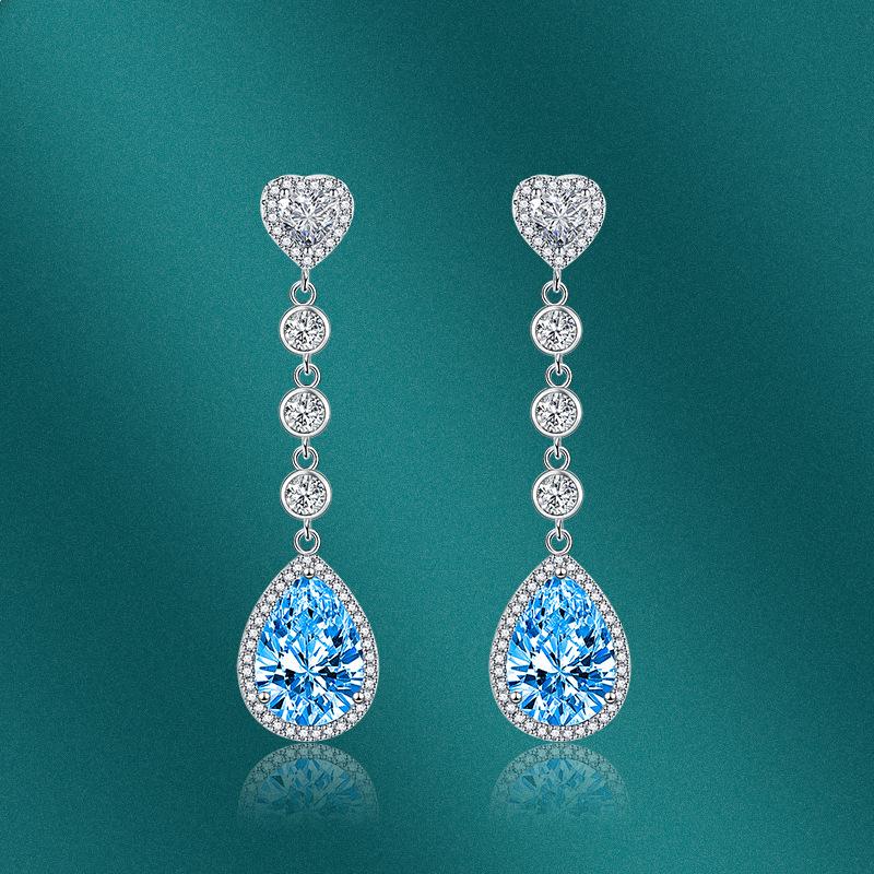 BELLA BOX Серьги в форме сердца, каплевидные серьги с цирконием 5А, длинные модные серьги с кисточками, аксессуары для вечеринок