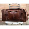 Goat Unisex Handmade Leather Yoga Sports Duffel Shoulder Brown Large To Small B
