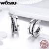 Authentic 925 Sterling Silver Black CZ Simple Stud Earrings Women New Desgin Silver Earring