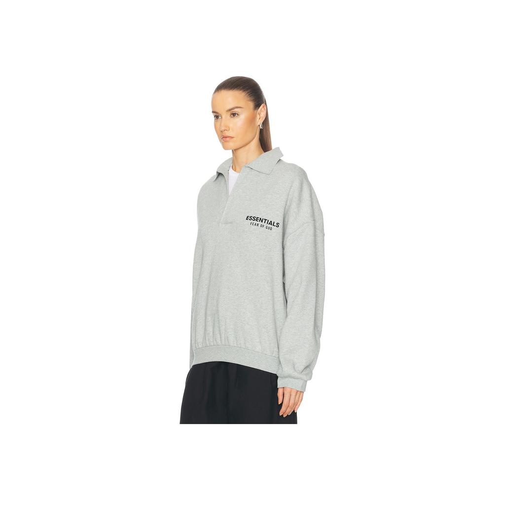 Fear of God Essentials Флисовая рубашка-поло Светло-серый меланж Мужские топы 192HO244398F