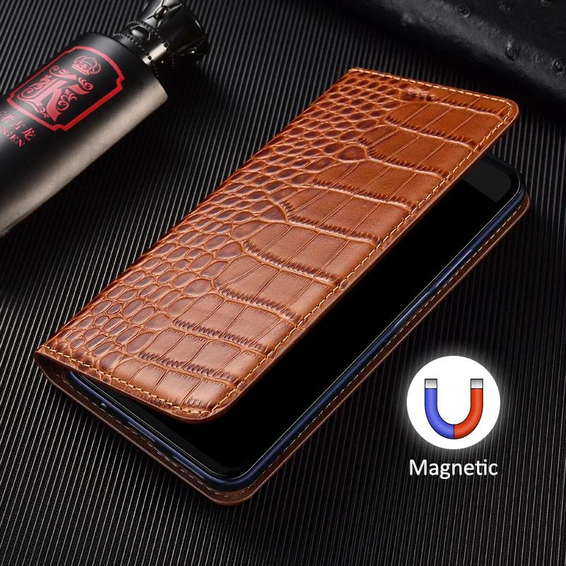 Чехол-книжка для SAMSUNG Galaxy A54 A34 A24 A14 4G 5G с рисунком под крокодила, магнитная крышка, роскошный кошелек из натуральной коровьей кожи