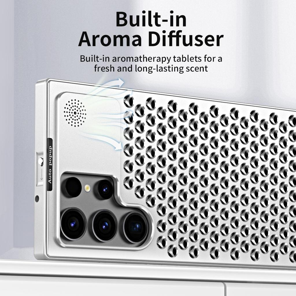 S24 Ultra Aromatherapy Aluminum Metal Magnetic Case For Samsung Galaxy S22 S23 Ultra Heat Dissipation Shockproof Armor Cover