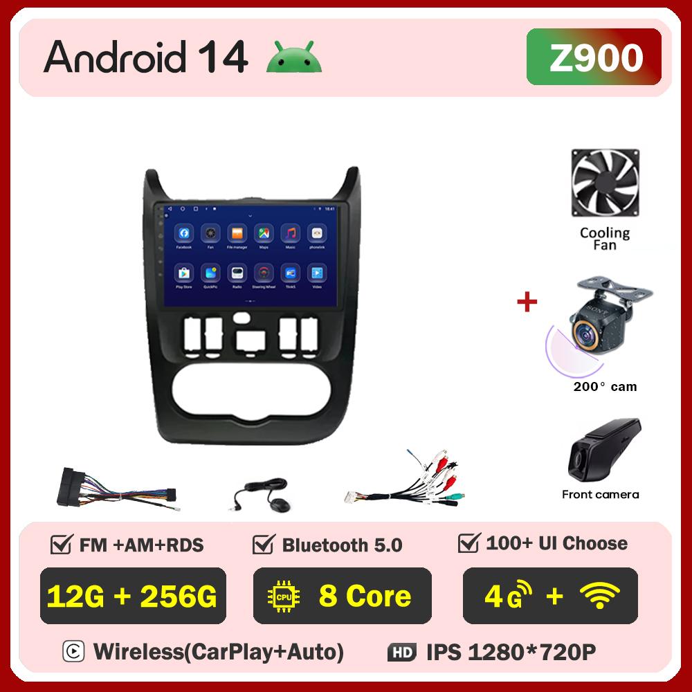 Для Renault Logan 1 Sandero 2009-2015 Largus Dacia Duster Автомобильный мультимедийный видеоплеер с сенсорным экраном Android 14 Авторадио 5G Wifi